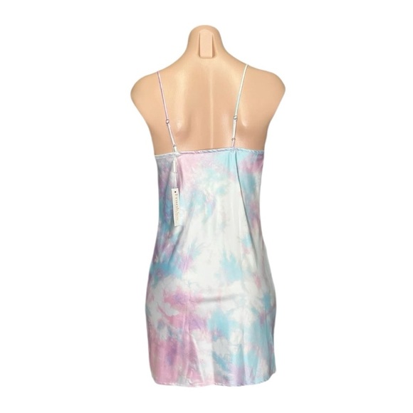 NWT Frankie’s Bikinis Cora Tie Dye Mini Satin Slip Dress Pastel Fairy Whimsical - Picture 15 of 16